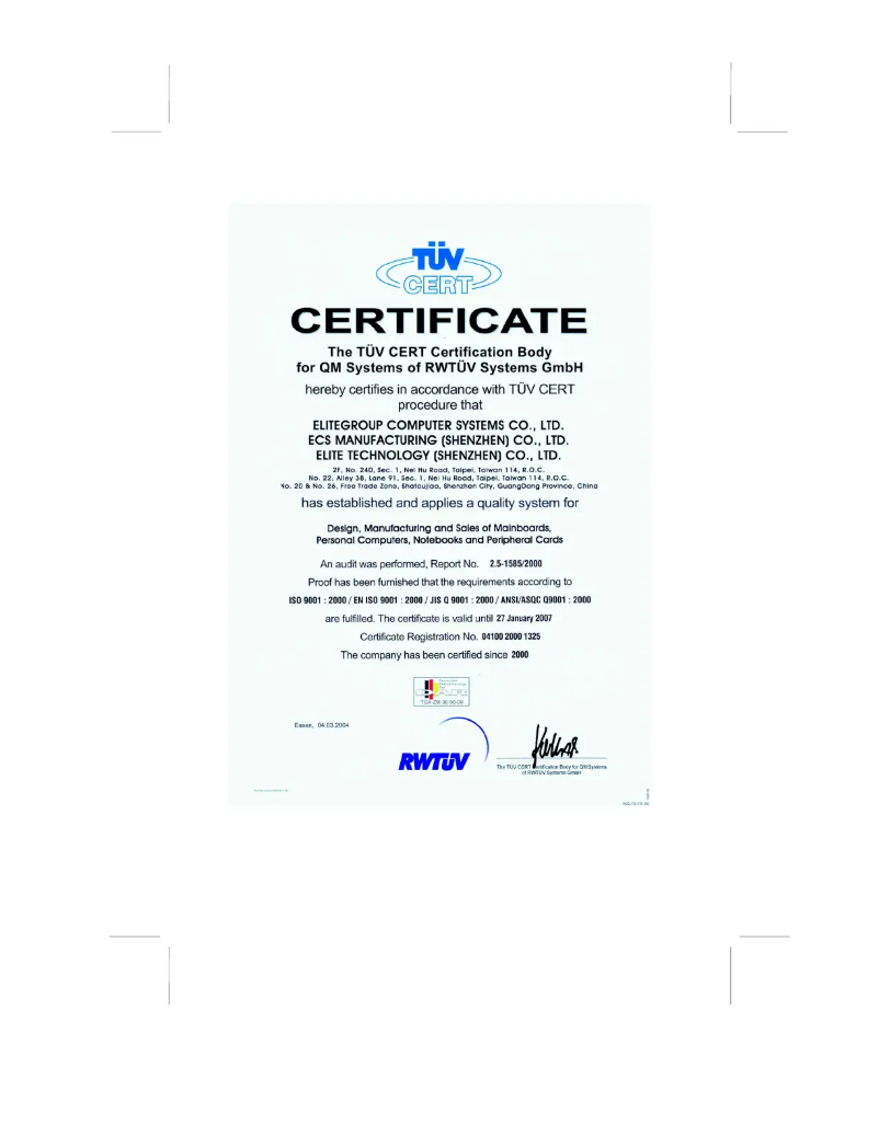 Page n°1 - Manuel utilisateur ECS 865GV-M7D