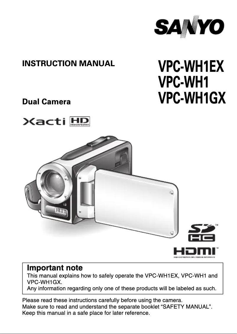 Page n°1 - Manuel utilisateur Sanyo Xacti VPC-WH1EX
