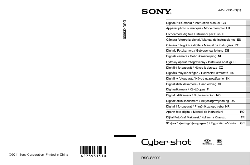 Page 1 de la notice Manuel utilisateur Sony Cybershot DSC-S3000