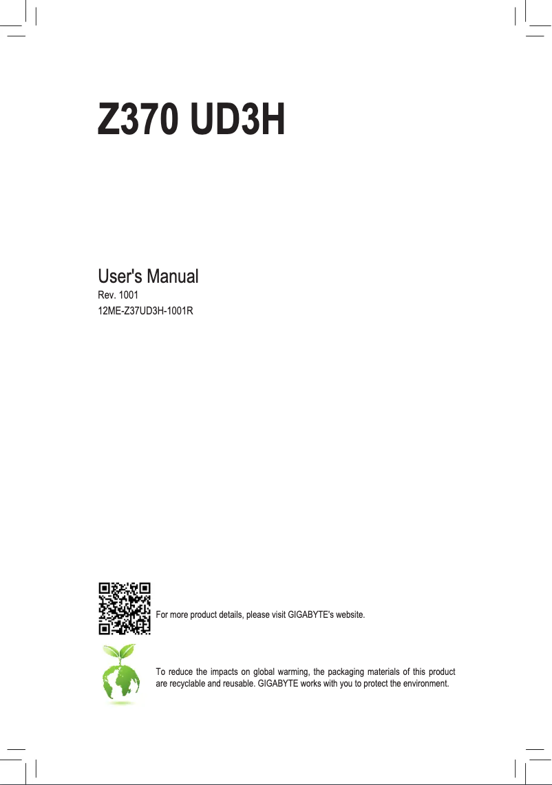 Image de la première page du manuel de l'appareil Z370 UD3H