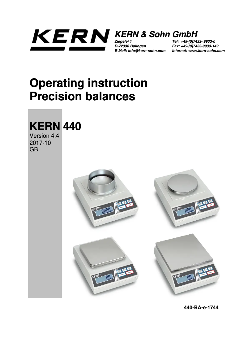 Page 1 de la notice Manuel utilisateur Kern 440-49A
