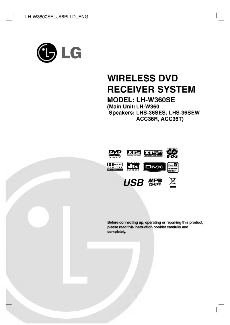 Page 1 de la notice Manuel utilisateur LG LH-W360SE