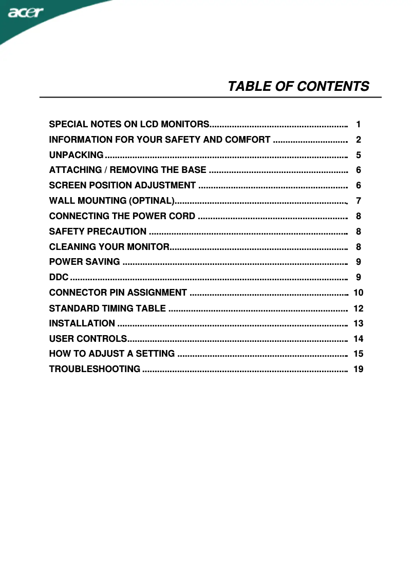 Página 1 del manual Manual de usuario Acer X243HQ