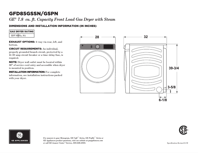 Page 1 de la notice Instructions / montage GE GFD85GSPNRS