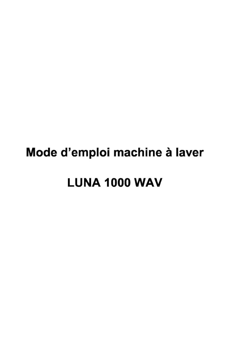 Page n°1 - Manuel utilisateur Waltham LUNA 1000 WAV