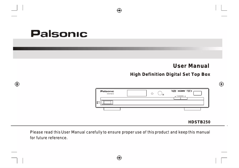 Page 1 de la notice Manuel utilisateur Palsonic HDSTB250