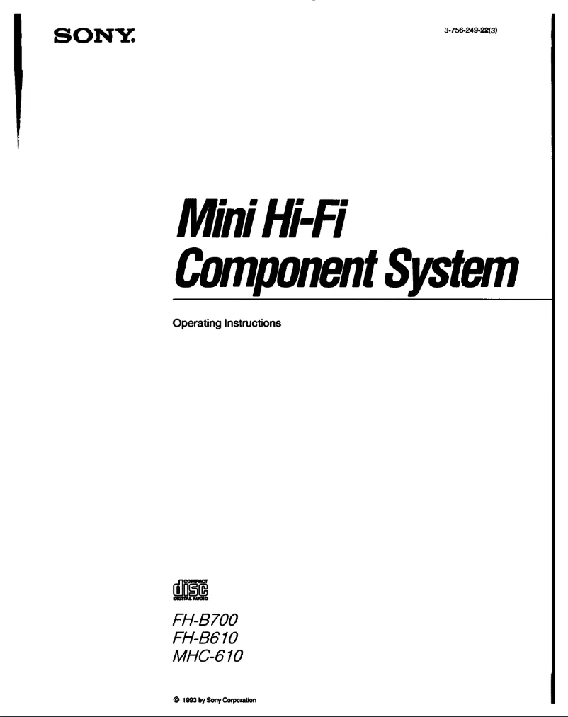 Page 1 de la notice Manuel utilisateur Sony MHC-610