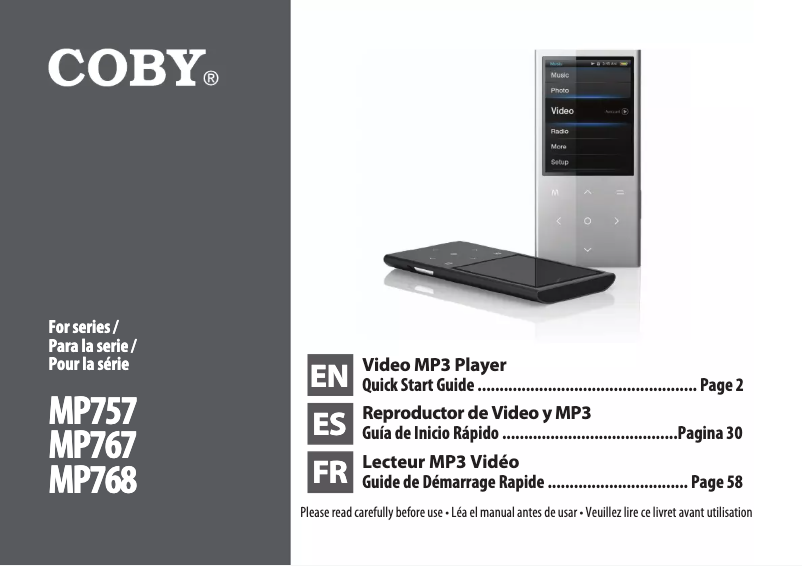 Page 1 de la notice Manuel utilisateur Coby MP767