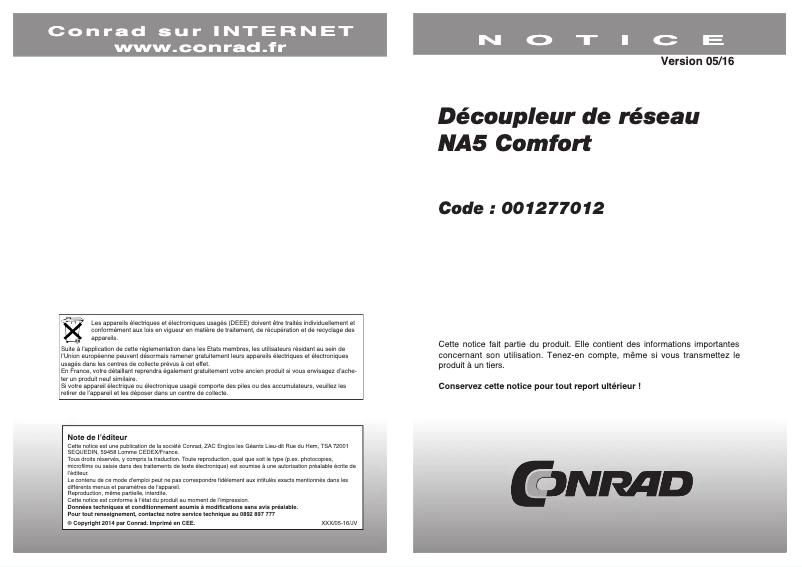 Page 1 de la notice Manuel utilisateur Gigahertz Solutions NA5 comfort