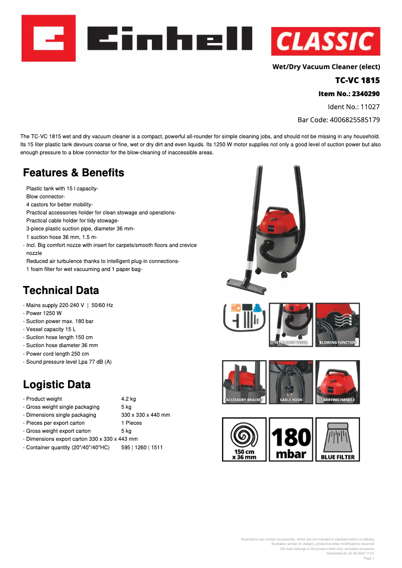 Image de la première page du manuel de l'appareil TC-VC 1815