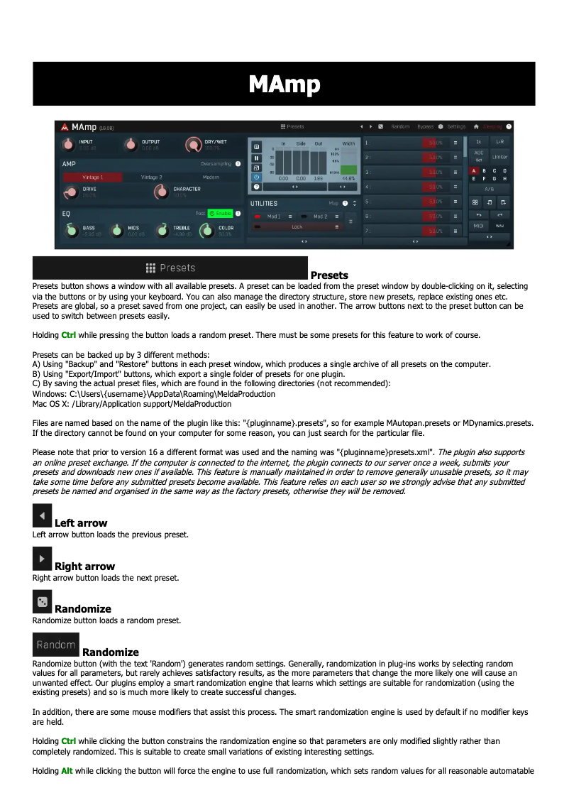 Página 1 del manual Manual de usuario MeldaProduction MAmp Vintage