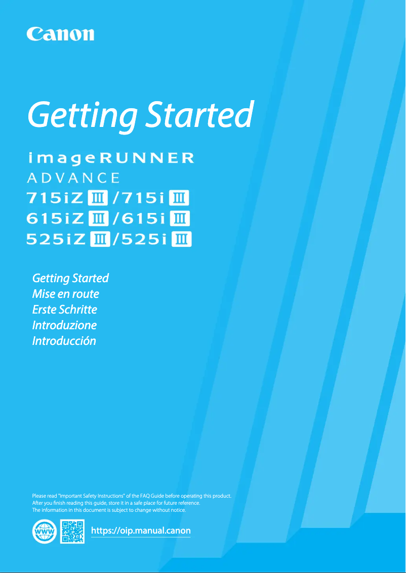 Page 1 de la notice Manuel utilisateur Canon imageRUNNER ADVANCE 715iZ III