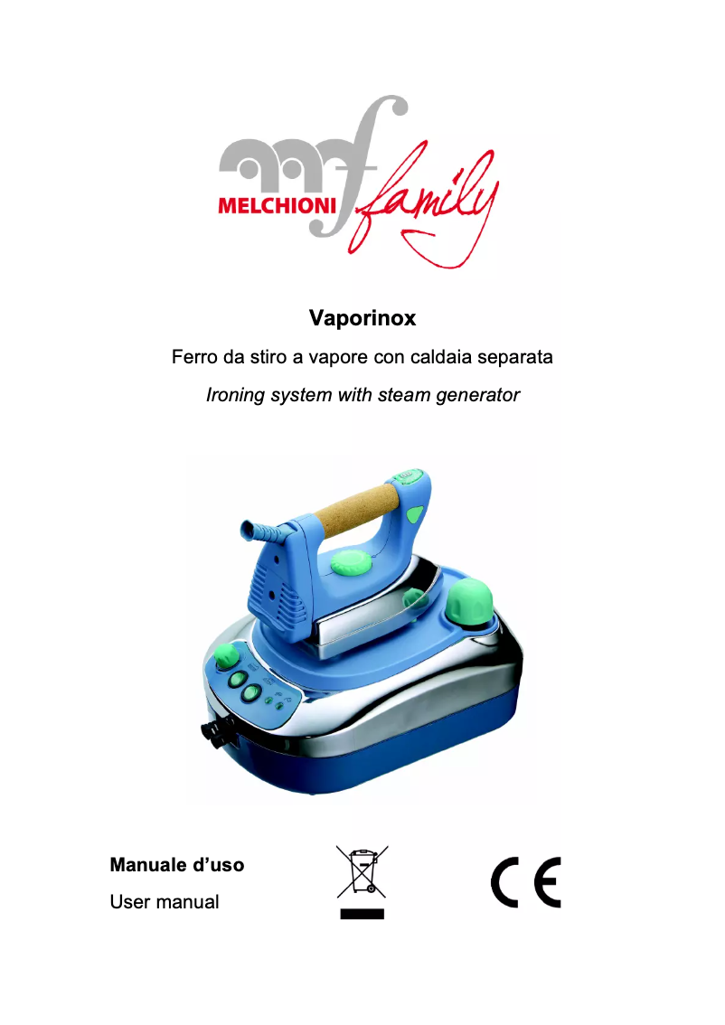 Page 1 de la notice Manuel utilisateur Melchioni Vaporinox