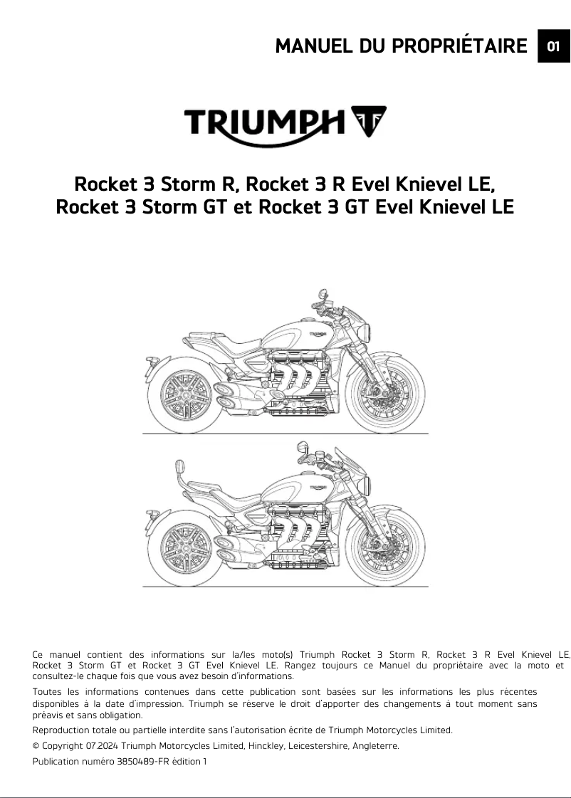Página 1 del manual Manual de usuario Triumph Rocket 3 GT Evel Knievel Edition (2025)