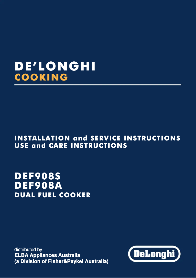 Page 1 de la notice Manuel utilisateur DeLonghi DEF908S