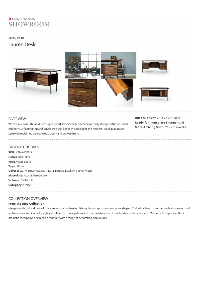 Page n°1 - Manuel utilisateur Four Hands Bina VBNA-DK815