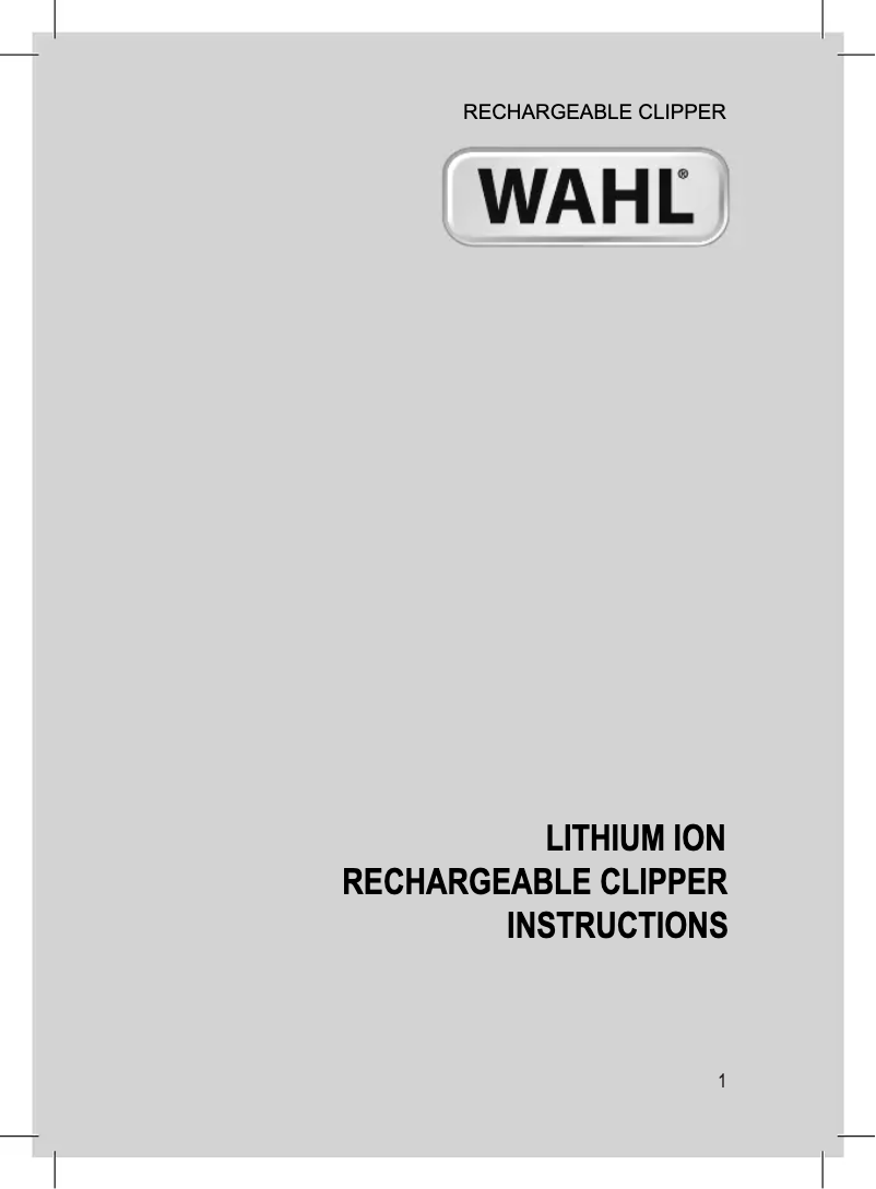 Page n°1 - Manuel utilisateur Wahl Lithium Ion 796001