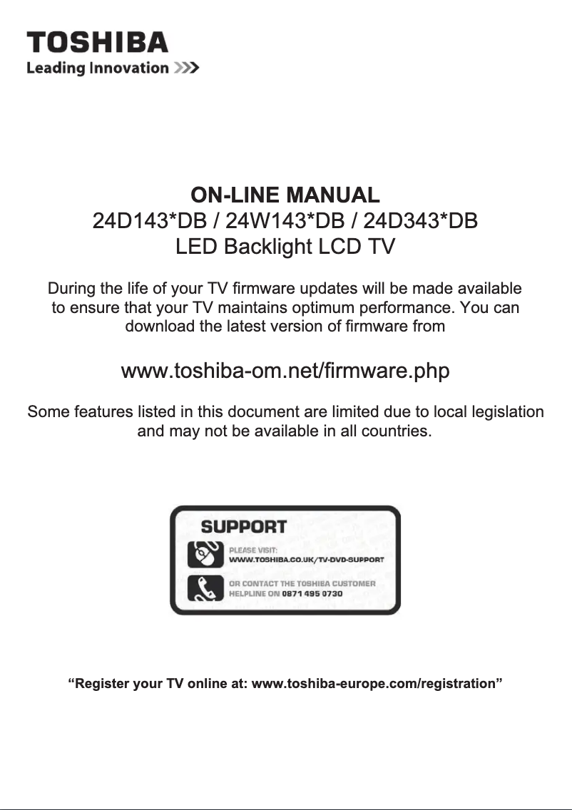 Page 1 de la notice Manuel utilisateur Toshiba 24D1433DG