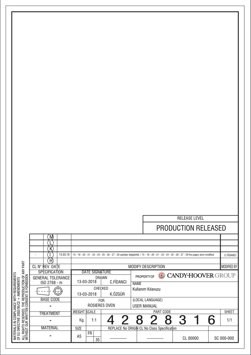 Page 1 de la notice Manuel utilisateur Rosieres RFZ 72 TIN/1