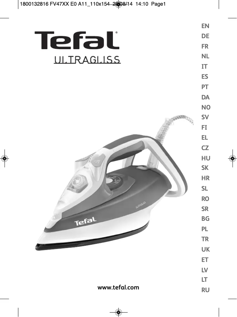 Page n°1 - Manuel utilisateur Tefal Ultragliss 80 FV4780E0