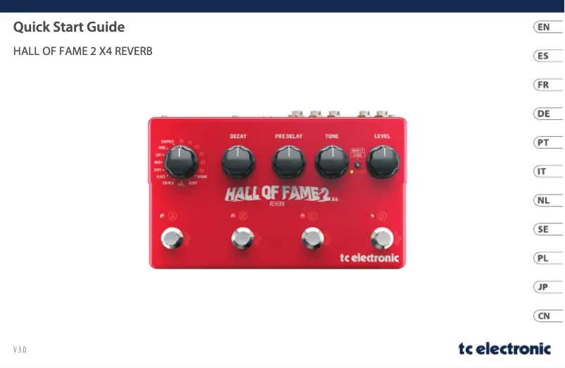 Page n°1 - Guide de démarrage rapide TC Electronic Hall of Fame 2 X4 Reverb