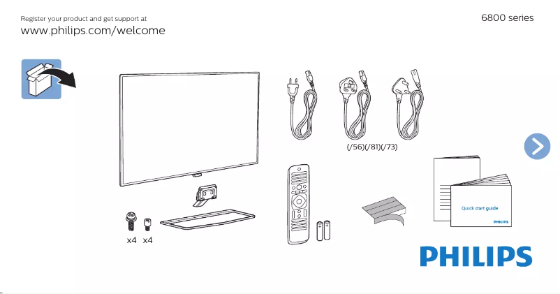 Page 1 de la notice Guide de démarrage rapide Philips 6800 series 50PUT6800
