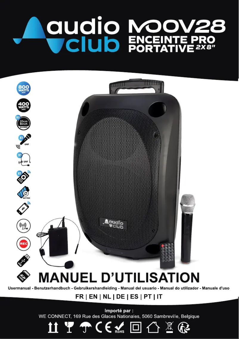 Page 1 de la notice Manuel utilisateur Audio Club MOOV 28