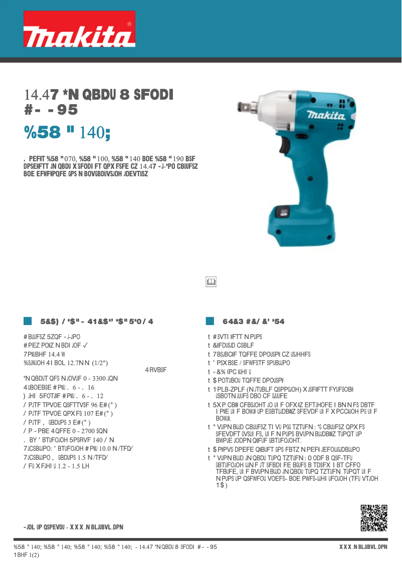 Page n°1 - Fiche technique Makita DTWA140Z