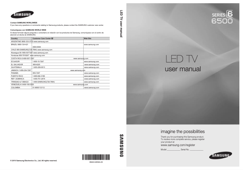Page 1 de la notice Manuel utilisateur Samsung UN46C6500VR