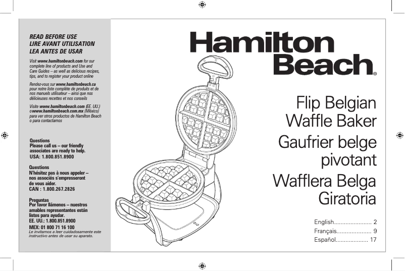 Page 1 de la notice Manuel utilisateur Hamilton Beach 26010R