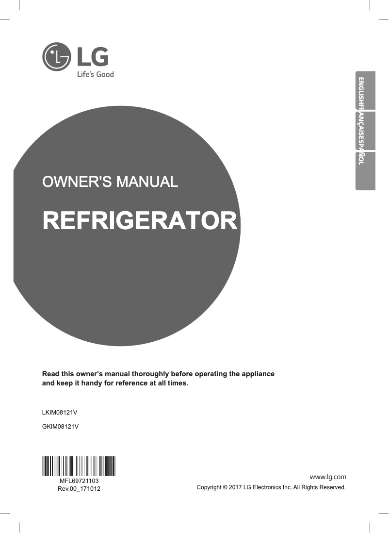 Page 1 de la notice Manuel utilisateur LG LKIM08121V
