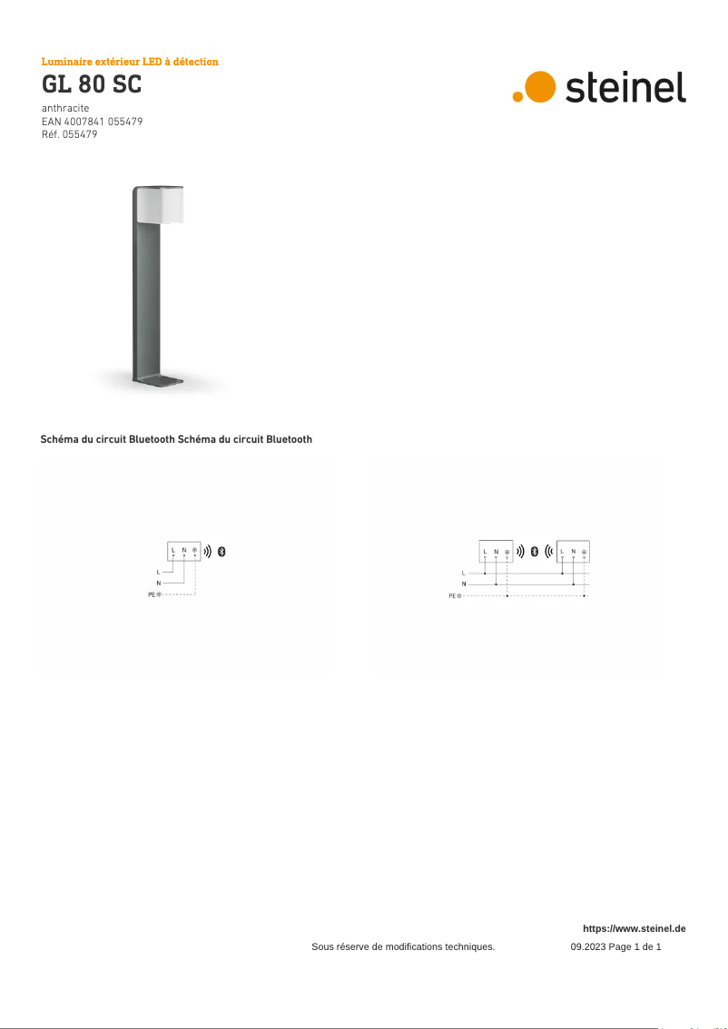 Page 1 de la notice Schéma de câblage Steinel GL 80 SC