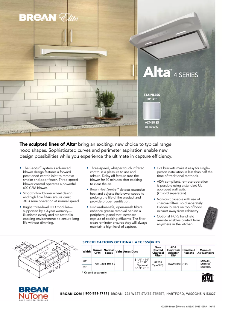 Page n°1 - Brochure Broan ALT430SS