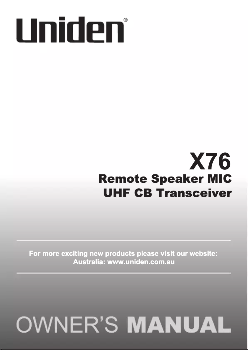 Image de la première page du manuel de l'appareil X76