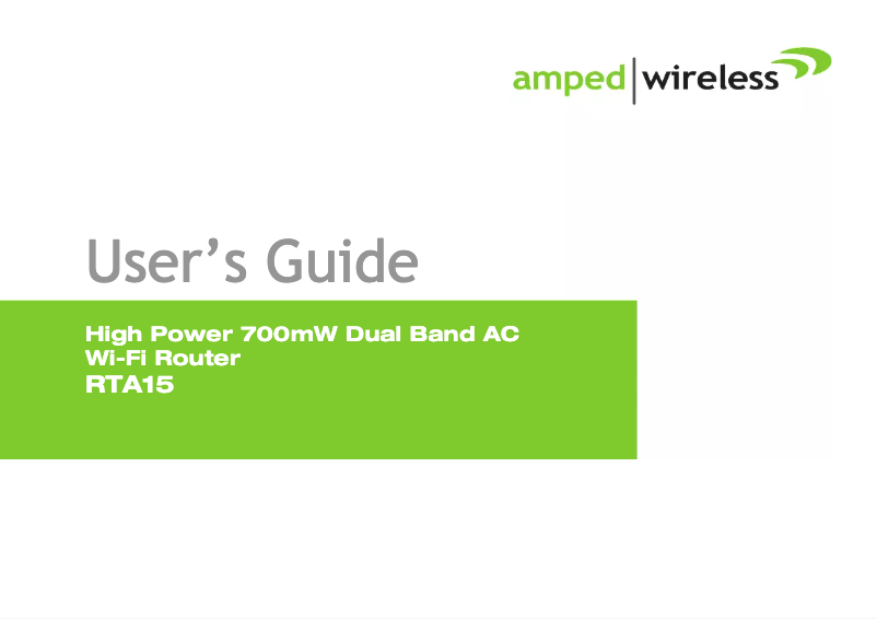 Page n°1 - Manuel utilisateur Amped Wireless RTA15