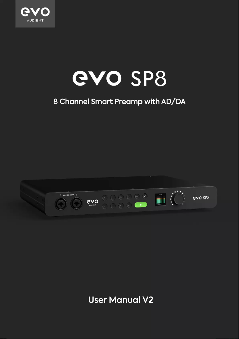 Page n°1 - Manuel utilisateur EVO SP8