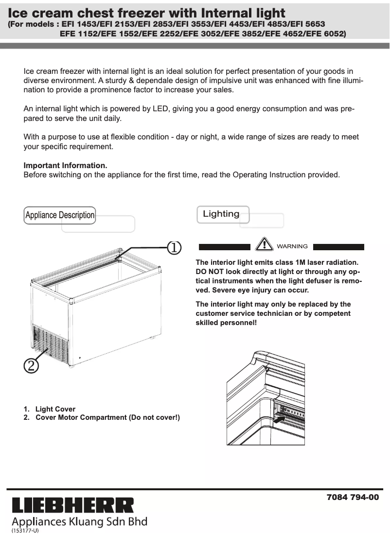 Page 1 de la notice Guide d'installation Liebherr EFI 2153