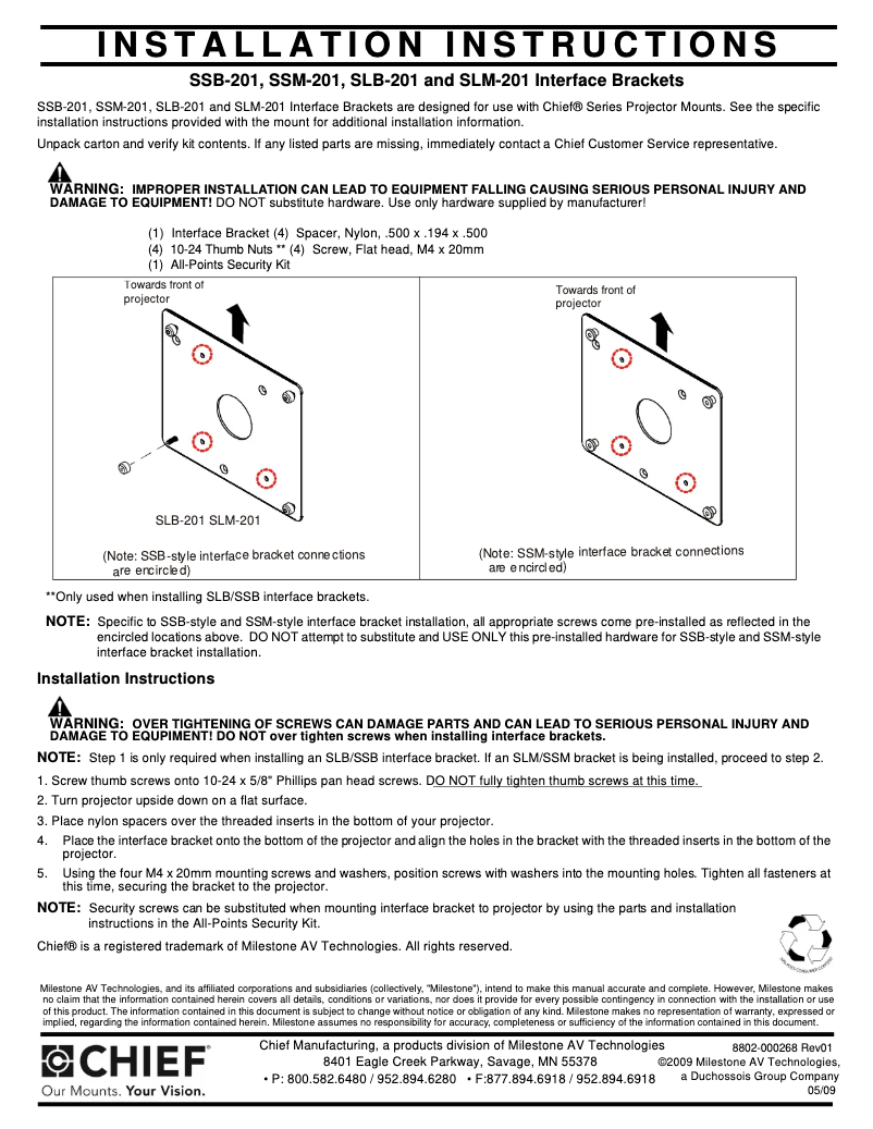 Página 1 del manual Manual de usuario Chief SLM201