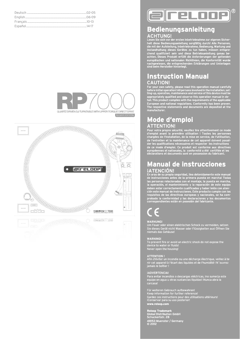 Page 1 de la notice Manuel utilisateur Reloop RP-7000