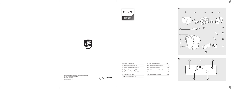 Imagen de la primera página del manual del dispositivo Avance Collection HR2375