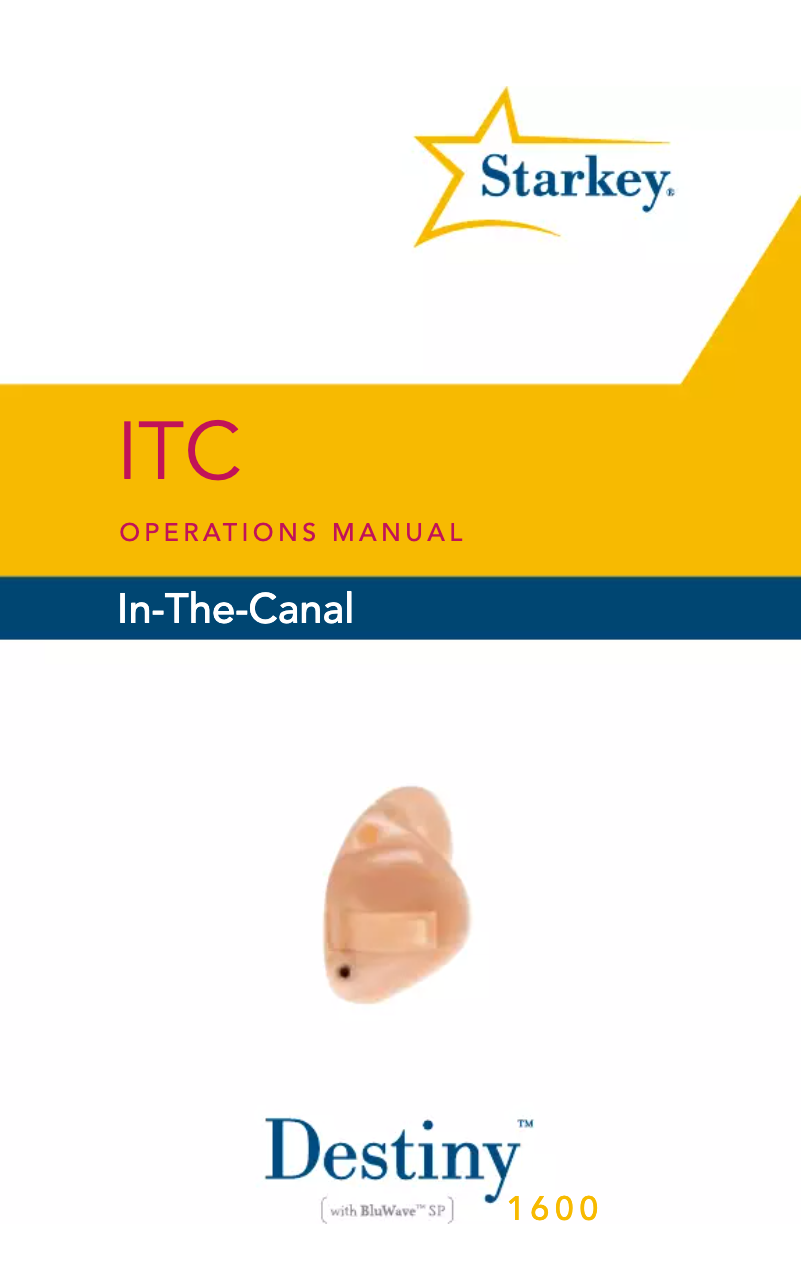 Page n°1 - Manuel utilisateur Starkey Destiny 1600 ITC