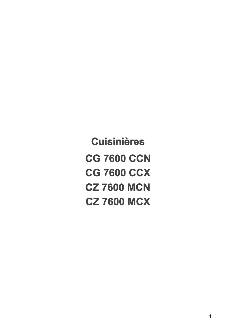 Page n°1 - Manuel utilisateur Arthur Martin-Electrolux CZ7600MCX