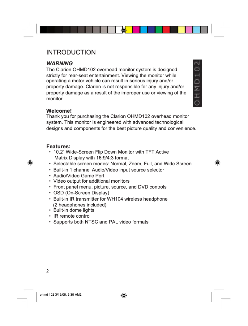 Página 1 del manual Manual de usuario Clarion OHMD102