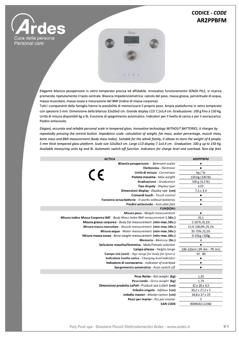Imagen de la primera página del manual del dispositivo AR2PPBFM