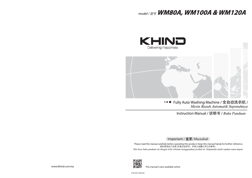 Page 1 de la notice Manuel utilisateur Khind WM120A