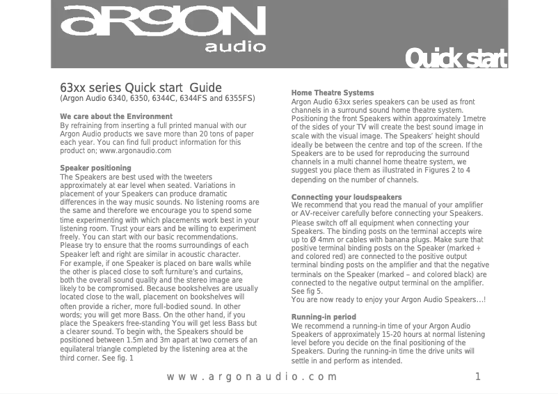 Page n°1 - Manuel utilisateur Argon 6355FS