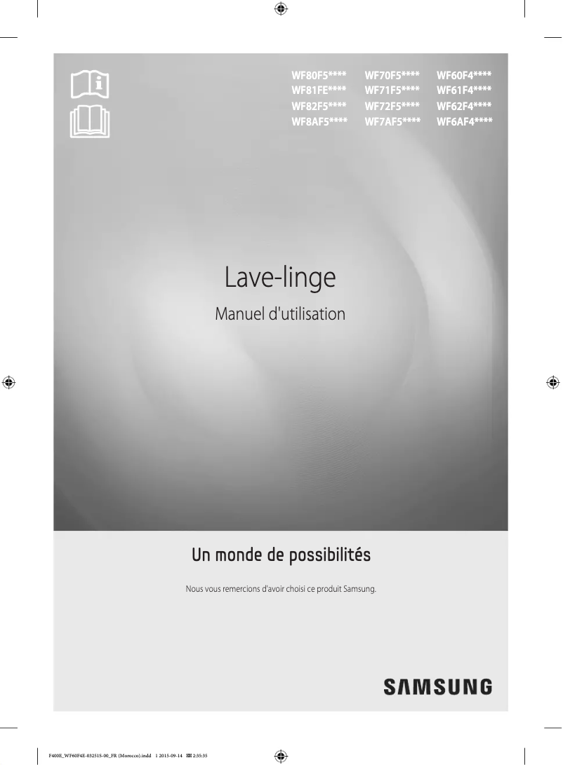 Page 1 de la notice Manuel utilisateur Samsung WF70F5E2W2W