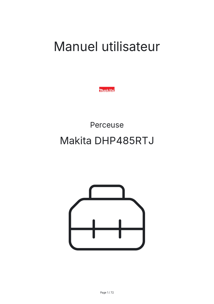 Page n°1 - Manuel utilisateur Makita DHP485RTJ