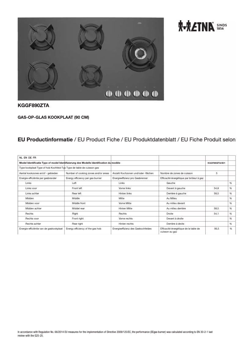 Page n°1 - Fiche technique Etna KGGF890ZTA