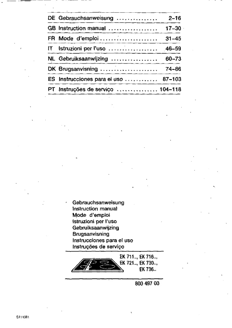 Page n°1 - Manuel utilisateur Siemens EK72144